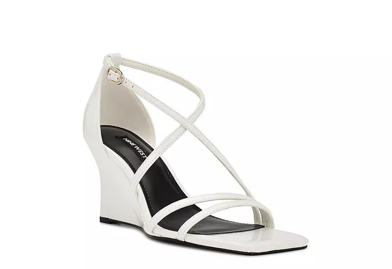 Nine West Womens Rolga Wedge Sandal - White 3 Nine West Womens Rolga Wedge Sandal - White