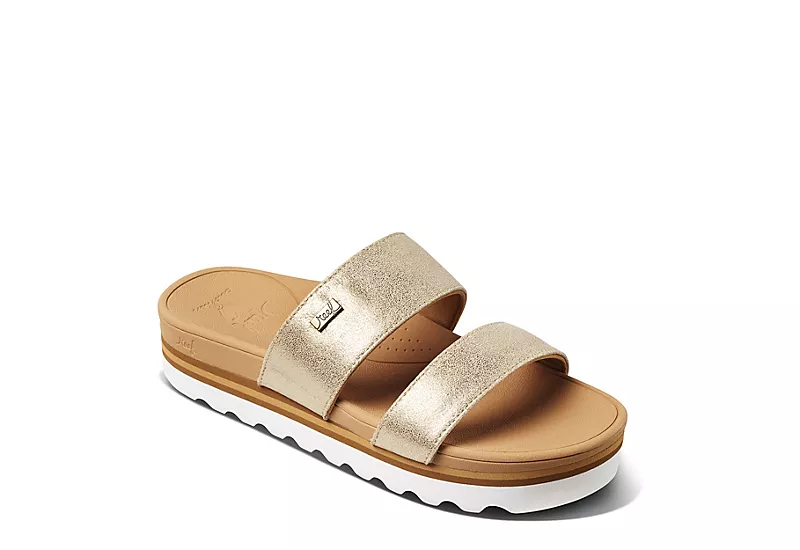 Reef Womens Banded Horizon Hi Slide Sandal - Champagne 3 Reef Womens Banded Horizon Hi Slide Sandal - Champagne