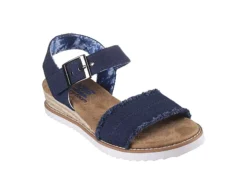 Skechers Womens Desert Kiss - Adobe Princess Wedge Sandal - Navy