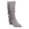 Journee Collection Womens Hartly Fringed Wide Calf Dress Boot - Grey -Fashion Feet Shop US 01 303179 00