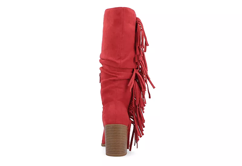 Journee Collection Womens Hartly Fringed Extra Wide Calf Dress Boot - Red 7 Journee Collection Womens Hartly Fringed Extra Wide Calf Dress Boot - Red - Image 5